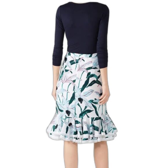 Tory Burch Pleats Ruffle Louisa Silk Floral Printed Knee Length Size 2 - Picture 2 of 14